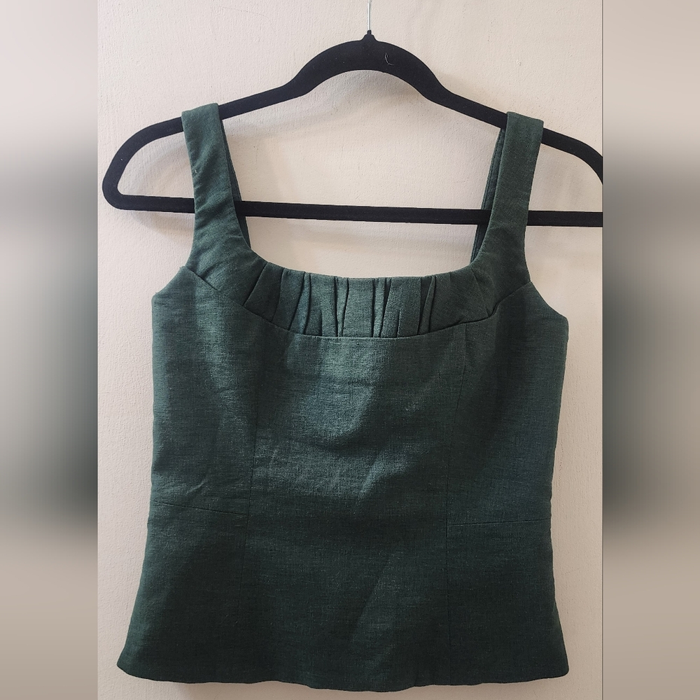 Coolrated Elegant Green Women's Top, Size Extra Small, Linen And Viscose.‎